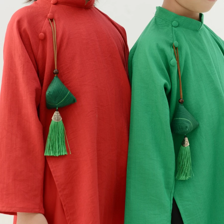 chang kids áo dài đỏ xanh